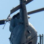 Italian Navy helicopter (AB 212 ASW) as seen from Freedom Flotilla's Madleen